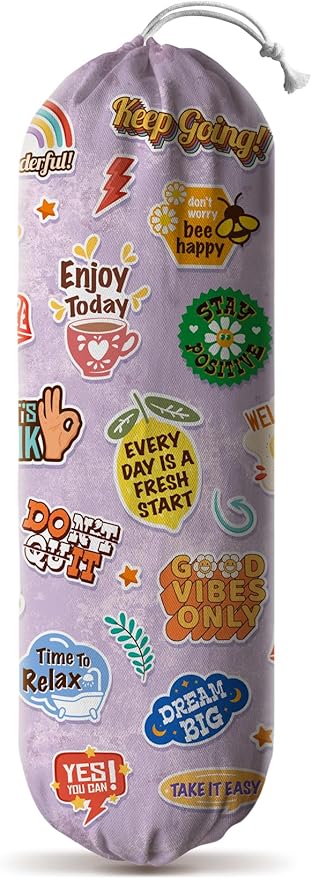 Hglian Plastic Bag Holder,Cute Grocery Bags Holder Organizer with Uplifting Messages for Life,Inspirational Positive Affirmation Quote Bag Holder-Extra Large