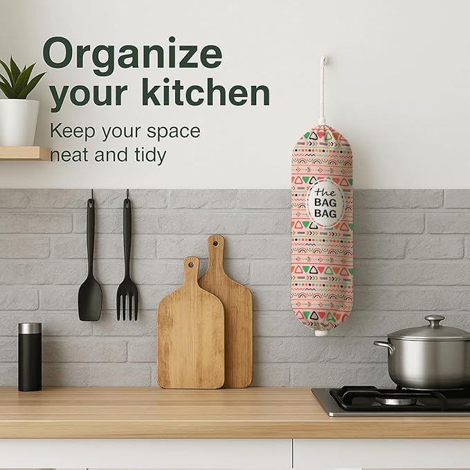 The Bag Bag Grocery Bags Holder, Boho Plastic Bags Holder Organizer For Shopping Sack, Reusable Hanging Grocery Sack Dispenser, Wall Mount Plastic Sacks Storage Container Dispensers