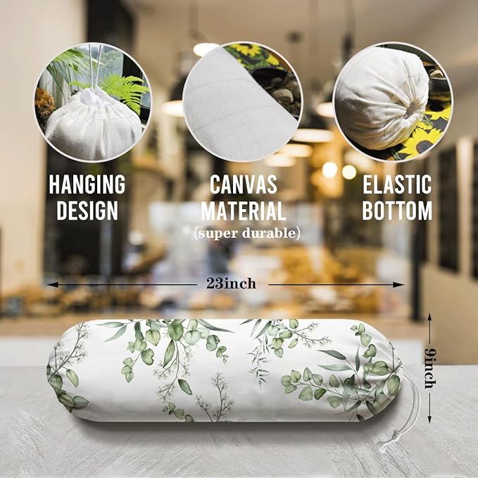 Green Eucalyptus Garbage Bag, Wall Mount Plastic Bags Storage Container Dispensers, Kitchen Pantry Garbage Bag, Housewarming Gifts for Women Family Friends Grandma Mom
