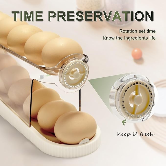egg holder for fridge-Auto Rolling Fridge Egg Organizer,egg dispenser for refrigerator,Egg preservation rack,Egg Storage Rack for Kitchen,egg container refrigerator (maize-yellow, 2pcs)