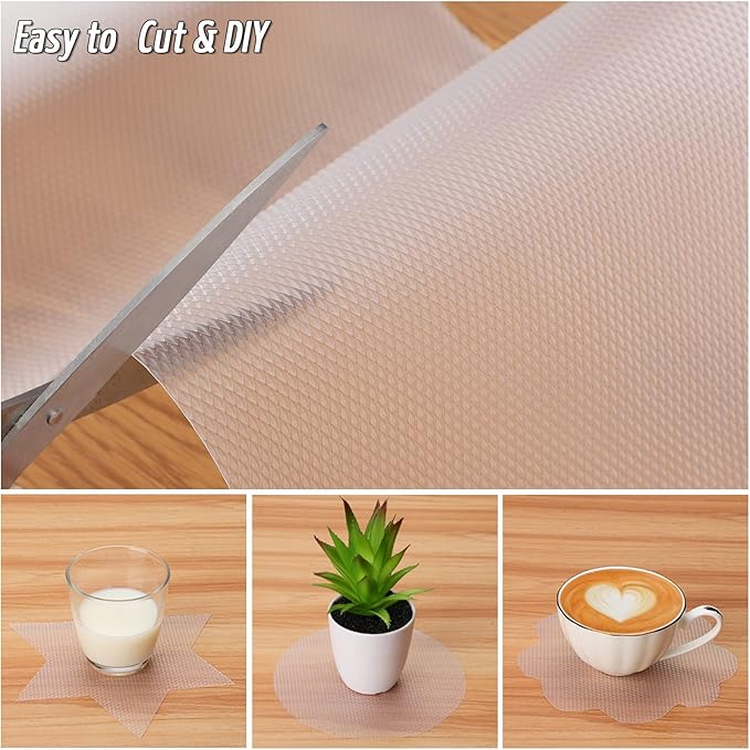 Anoak Shelf Liner, 12 Inches x 10(120 Inch) FT Non-Slip Cabinet Liner, Diamond Pattern Clear