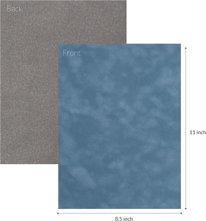 S.E.I French Blue Velvet Paper, Felt Fabric For Drawer and Jewelry Box Liner, 8.5" x 11" - 12 Sheets