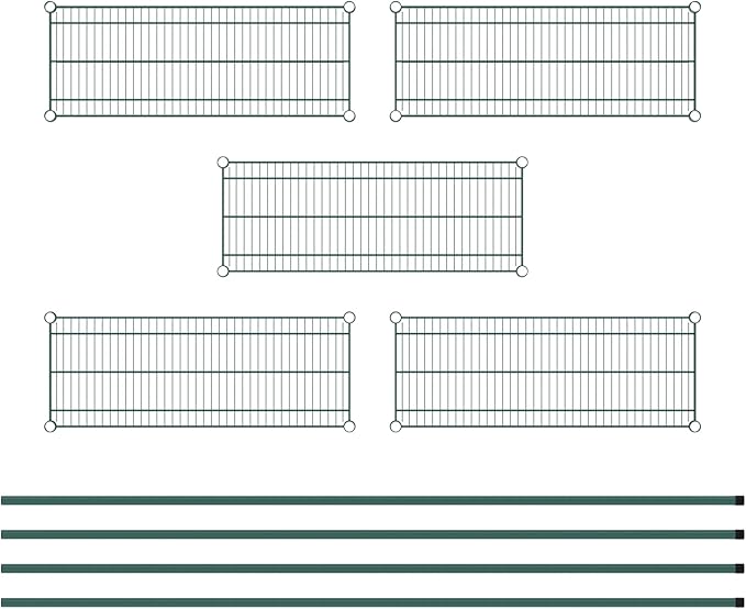 Commercial NSF Listed Green Epoxy Stationary Wire Shelving Kit 14" x 36" x 86", with 5 Shelves Perfect for Warehouse, Walk-in Refrigerator, Freezer, Grocery Store, Restaurant, Dishroom