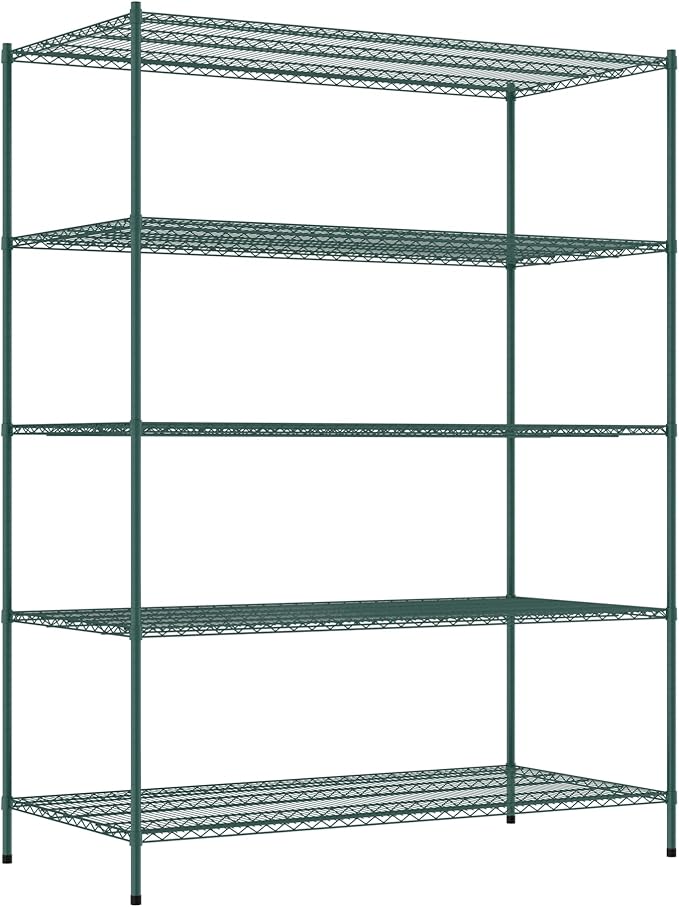 Commercial NSF Listed Green Epoxy Stationary Wire Shelving Kit 36" x 72" x 96", with 5 Shelves Perfect for Warehouse, Walk-in Refrigerator, Freezer, Grocery Store, Restaurant, Dishroom