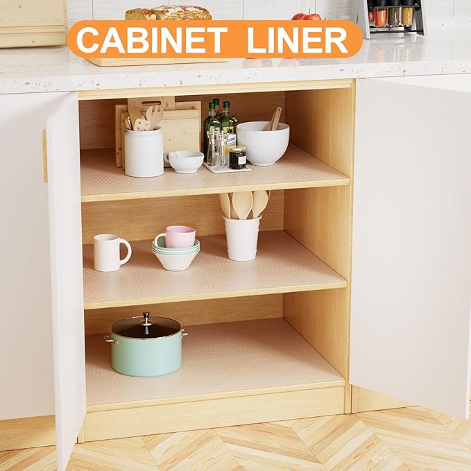 Shelf Liner Clear 16-inch Wide: Waterproof Kitchen Cabinets Liners - Non-Adhesive Easy to Clean Drawer Liner for Pantry Shelves 16" x 300 in