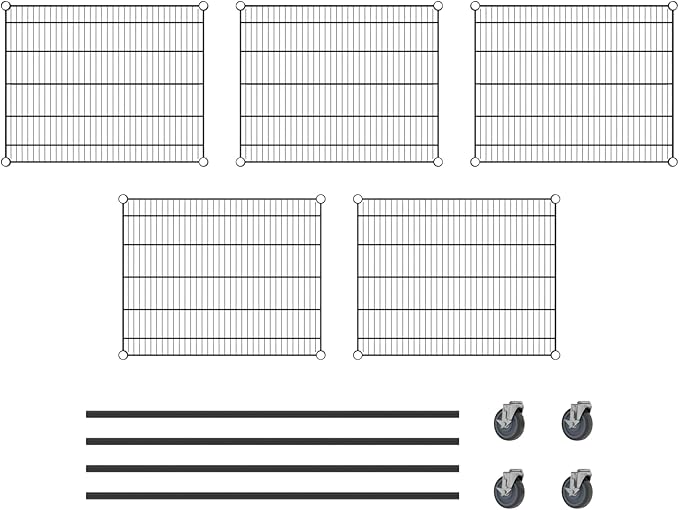 Commercial NSF Listed Black Epoxy Mobile Wire Shelving Kit 24" x 30" x 60", with 5 Shelves Perfect for Warehouse, Walk-in Refrigerator, Freezer, Grocery Store, Restaurant, Dishroom