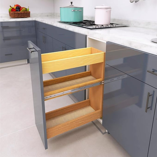 Slim Spice Rack Organizer - Pull Out, 8'' Width, Fits Cabinets, Home Organizer