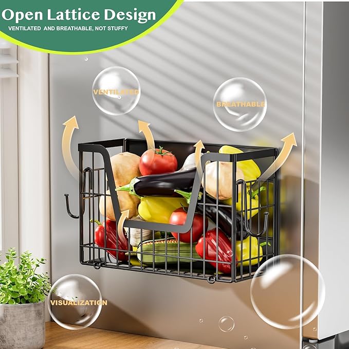 OSOVGO Magnetic Spice Rack, Magnetic Shelf for Fridge, Pantry Organizers & Storage, Kitchen Organization, Fridge Organizer, Kitchen Organizers and Storage, Magnetic Paper Towel Holder, (Black)