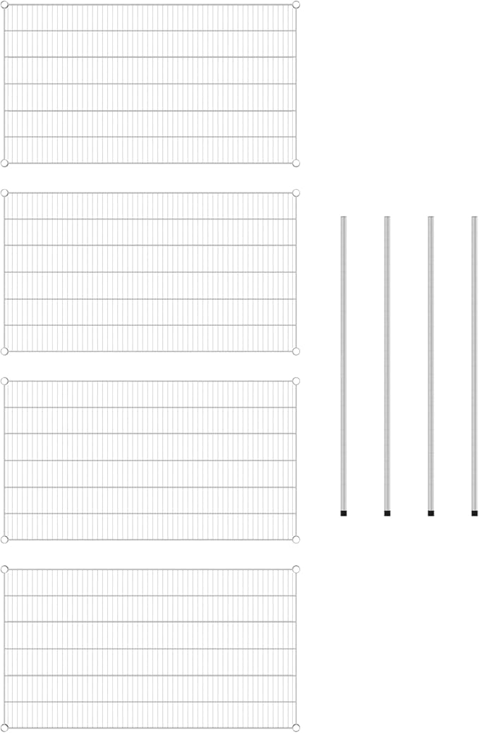 Commercial NSF Listed Chrome Stationary Wire Shelving Kit 30" x 54" x 54", with 4 Shelves Perfect for Warehouse, Walk-in Refrigerator, Freezer, Grocery Store, Restaurant, Dishroom
