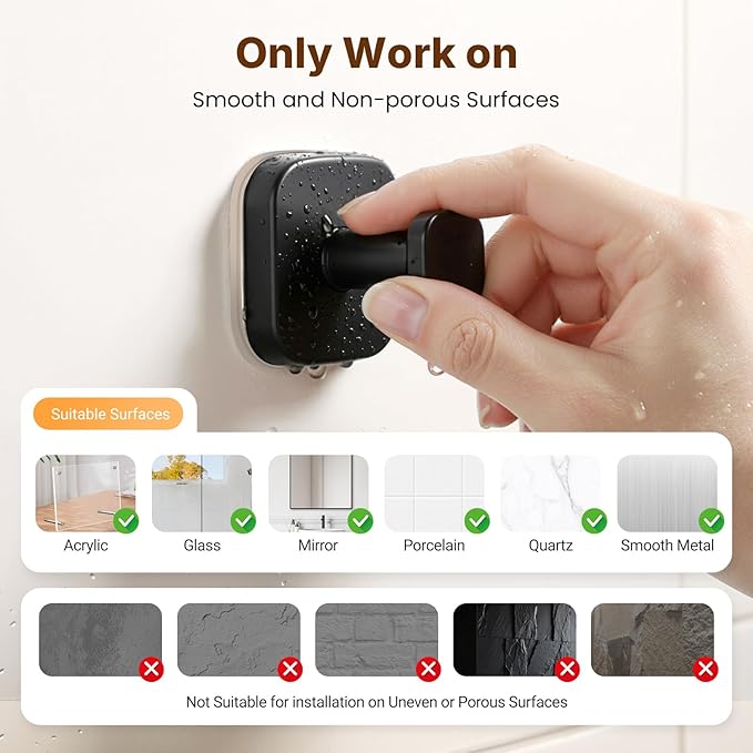 Zrpot 3 PCS Bathroom Hooks for Towels, Suction Cup Hooks for Shower, Door Hooks for Hanging Robe Loofah Removable Wall Hooks for Kitchen Glass Window Black