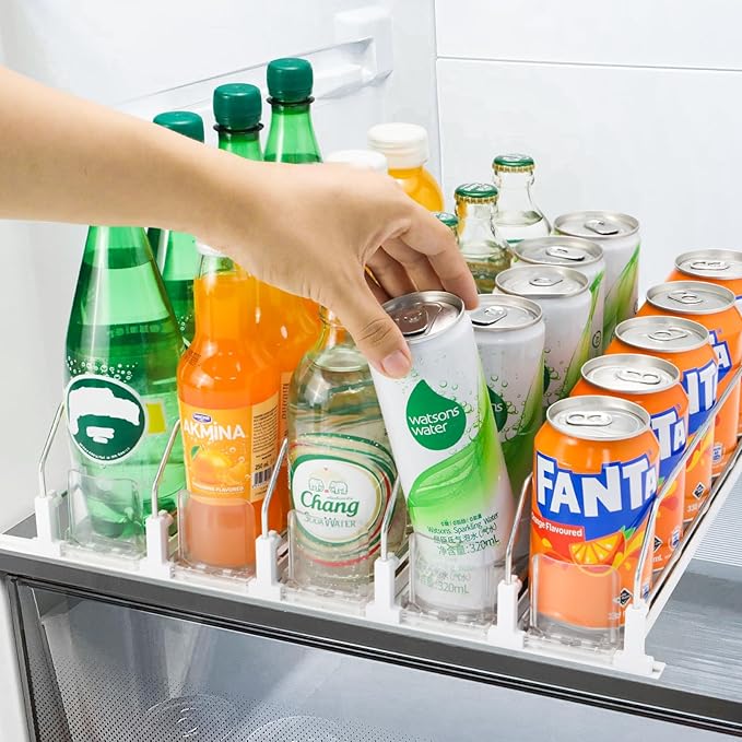 Drink Organizer for Fridge,Soda Can Dispenser for Refrigerator,Upgraded 5 Row Fridge Drink Organize,Drink Pusher for Fridge,Automatic Refrigerator Drink Organize for Fridge Holds up to 25 Cans