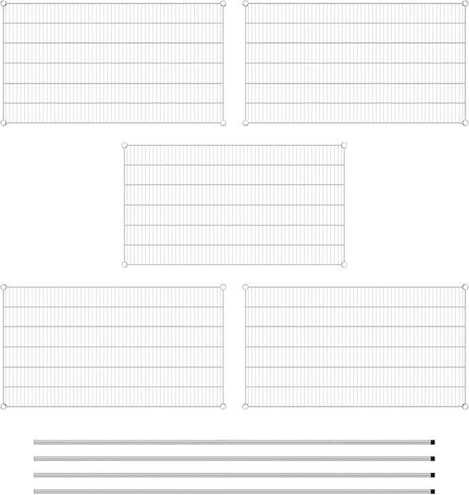 Commercial NSF Listed Chrome Stationary Wire Shelving Kit 30" x 54" x 96", with 5 Shelves Perfect for Warehouse, Walk-in Refrigerator, Freezer, Grocery Store, Restaurant, Dishroom