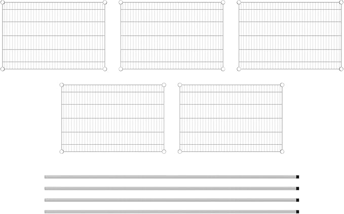 Commercial NSF Listed Chrome Stationary Wire Shelving Kit 24" x 36" x 86", with 5 Shelves Perfect for Warehouse, Walk-in Refrigerator, Freezer, Grocery Store, Restaurant, Dishroom