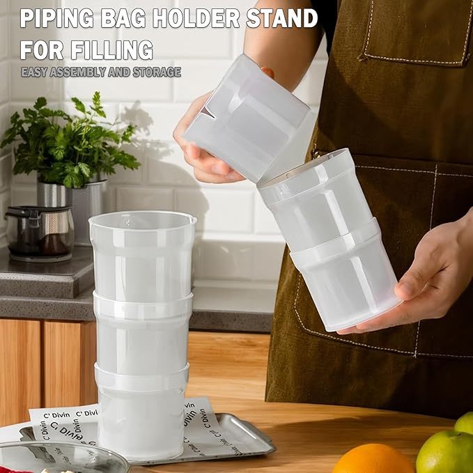 Pastry Piping Bag Holder Stand for Filling, Translucent Clear Plastic Cream Icing Bag Rack, Cake Decorating Tools (2 Pcs)