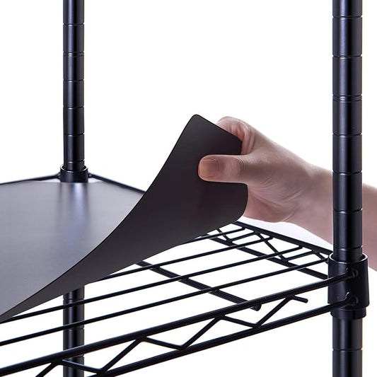 Poofzy Wire Shelf Liner 14" X 30", Non-Adhesive Plastic Shelf Liners for Wire Shelving, Waterproof Protector Mats (4PK, Black)