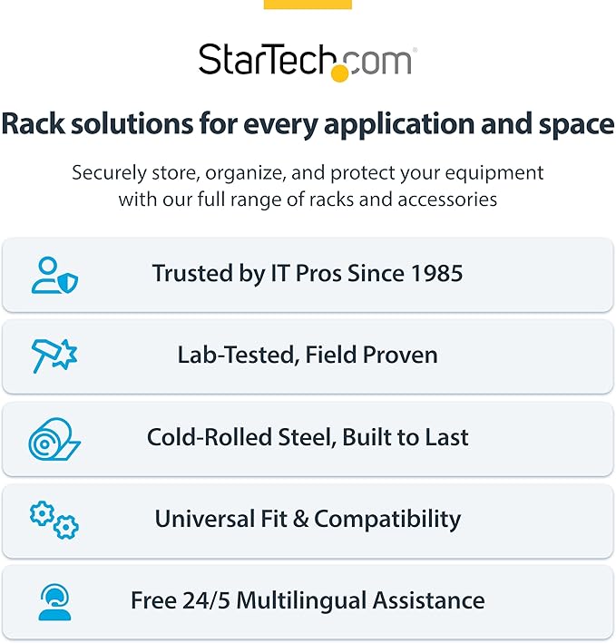 StarTech.com 2-Post 8U Wall Mounted Rack, Adjustable Depth up to 16in, for 19-inch Server/Data/Networking Equipment, Max 88lb