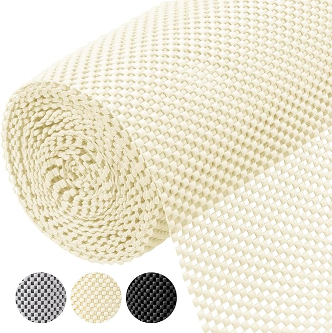 BALEINE Cabinet Liner, Drawer and Shelf Liner for Kitchen Cabinets Non-Adhesive, Non-Slip Protect Desks, Cupboard, Drawers, Shelves, Tableware (12 in x 10 Ft, Beige)