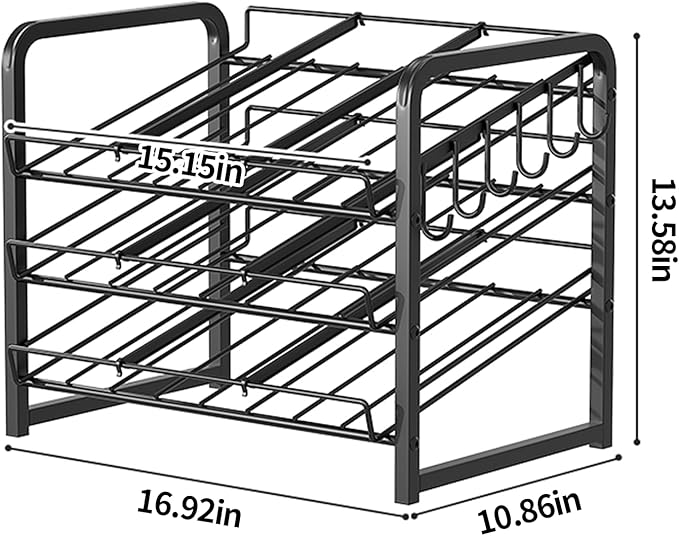 MIKEE 3-Tier Stackable Can Organizer for Pantry, Rolling Soda Can Dispenser with Removable Rubber Strips, Multi-Scenario Storage for Pantry&Kitchen for Cans & Bottles,Storage for 36 Cans, Black