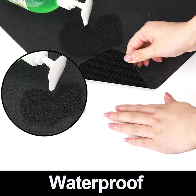 AiBOB Waterproof Under Sink Mat, Absorbent Quick Dry Sink Liners Protect Cabinets, Durable Shelf Liners, Slip Resistant and Non-Adhesive, 24X68, Pure Black