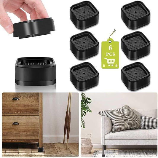 6 Pack Furniture Risers 1 Inch, Adjustable Bed Risers Heavy Duty for Table Desk Couch Chair Sofa Cabinet Bed Legs Dorm, Square Stackable Bed Raisers Blocks Lift Height 1", 2" or 3", Black