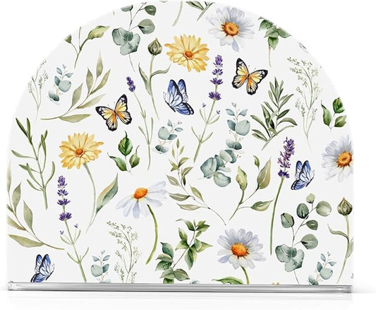 Wildflowers Butterflies Napkin Holder for Table Paper Napkins Holder Acrylic Tissue Dispenser Kitchen Dining Room Bathroom Party Car Decor