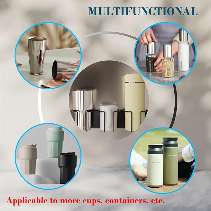 Magnetic Cup Holder Set - Universal Organizer Fits Stanley 20/30/40oz & All Cups up to 3.25 Inches Wide, Modular Rack with Lid and Straw Holders (White, 4 Cup)
