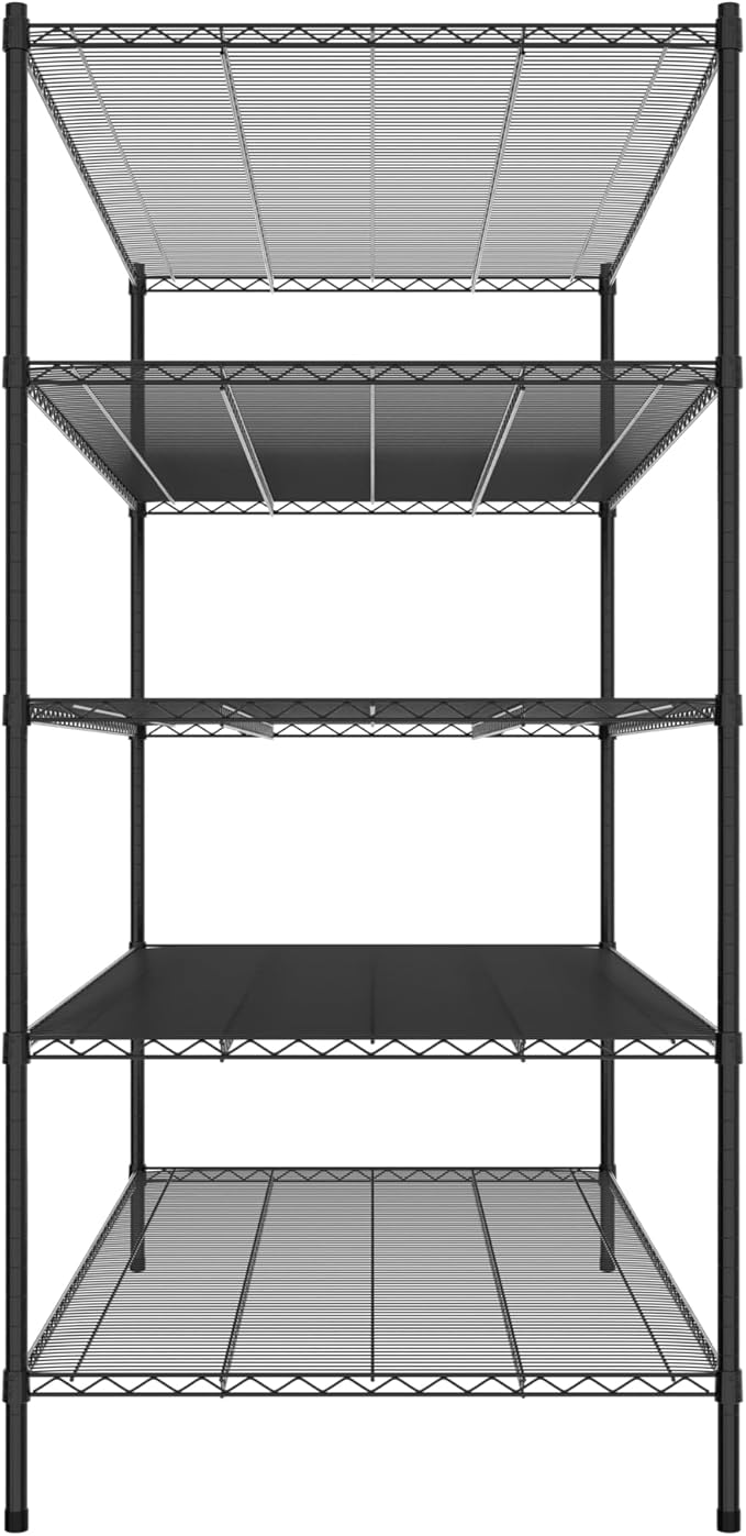 Commercial NSF Listed Black Epoxy Stationary Wire Shelving Kit 36" x 72" x 74", with 5 Shelves Perfect for Warehouse, Walk-in Refrigerator, Freezer, Grocery Store, Restaurant, Dishroom