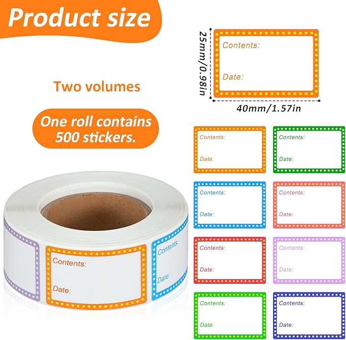 PEOVLVN Freezer Labels to Write On, Removable Freezer Tape 25x40mm Food Labels Stickers Waterproof Oil Resistant Date Label for Food Containers Jars Canning Storage Bins Kitchen Supplies(1000PCS)