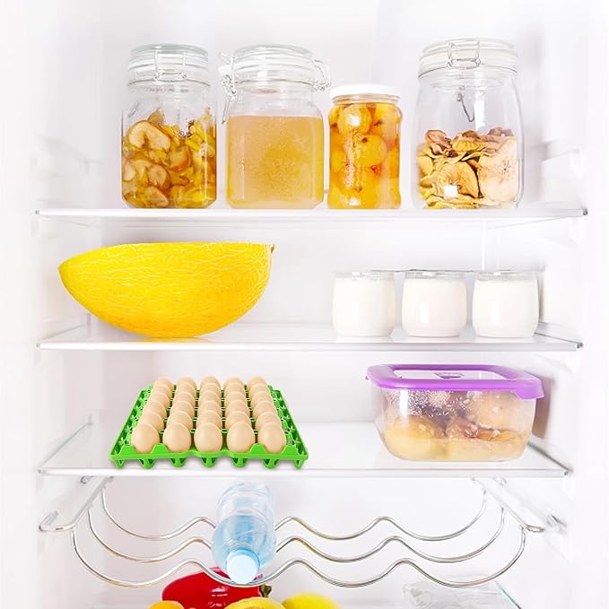 Oungy 16 PCS Plastic Egg Tray 30 Cell Egg Flats Crates Stackable Egg Cartons Reusable Carton, Hold Multiple Eggs, Great for Storing, Sorting and Shipping Eggs, 4 Colors