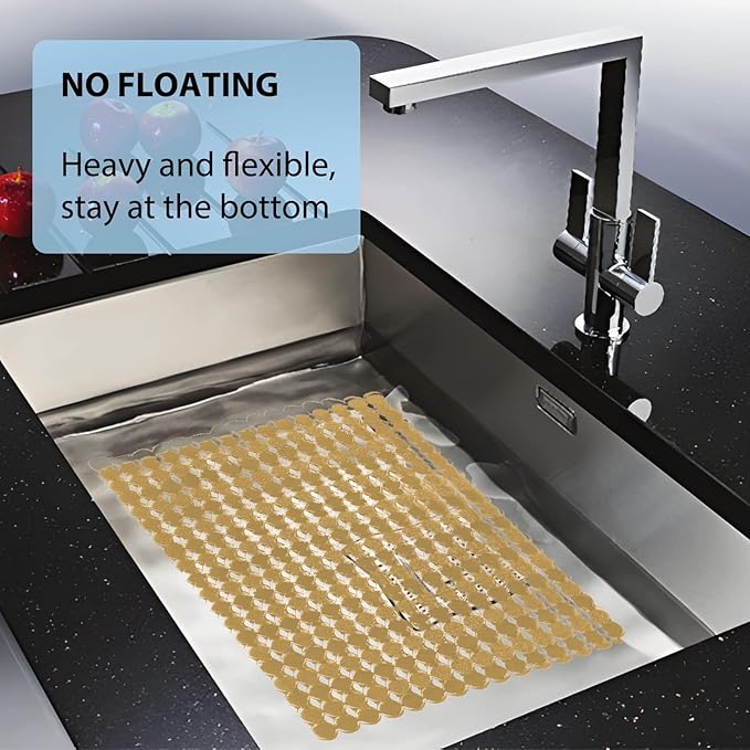 Kitchen Sink Mat for Stainless Steel/Ceramic Sinks,2 Pack Dish Sink Mats for Kitchen Sink with Scissors, Fast Draining,Easy to Clean,DIY Cut,15.7 X 11.8 Inch(Light Yellow)