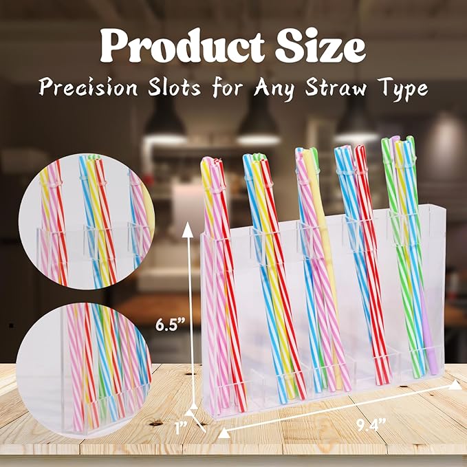 White Acrylic Straw Holder & Tumbler Organizer for Cabinet Door, Countertop – Reusable Straw Storage Dispenser, Kitchen Cabinet Organizer for Straws, Accessories (transparent)