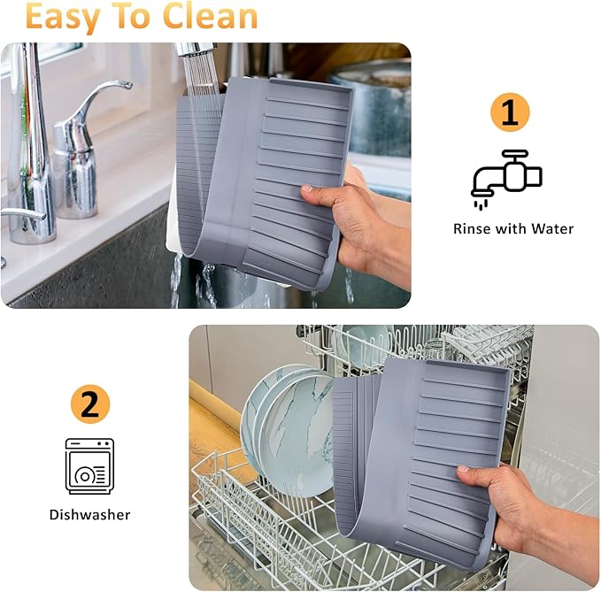 AyNirser Sink Edge Protector with Suction Cup 4"x30" 20" 14" Silicone Sink Splash Guard for Kitchen & Bathroom, Protect Countertop from Scratches, Stains, for Stainless Steel Granite Quartz-Grey