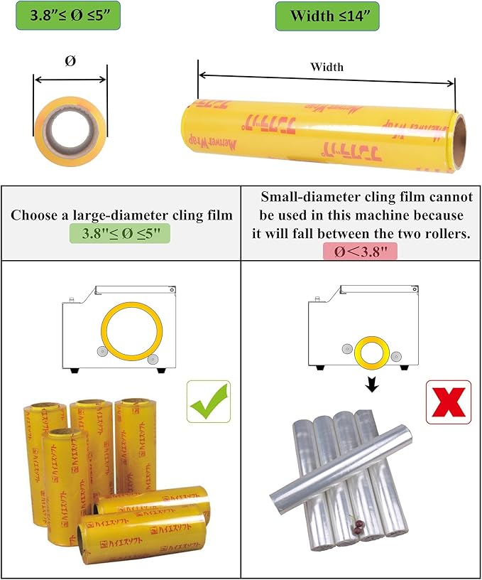 14 Inch Stainless Steel Plastic Food Wrap Dispenser, Cling Film Cutter with 4 Slide Blades for Home Kitchen, Meal Prep, Baking