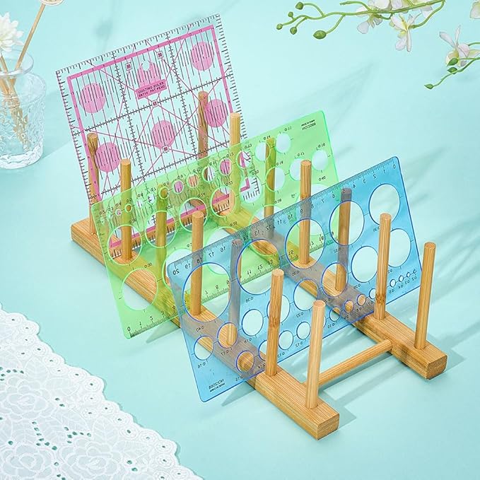 Quilting Ruler Holder Stand Organizer Dish Rack Holders Plate Rack Kitchen Cabinet Organizer Vertical Drainer Stand for Ruler Guides Templates Quilters Bowl Cup Cutting Board