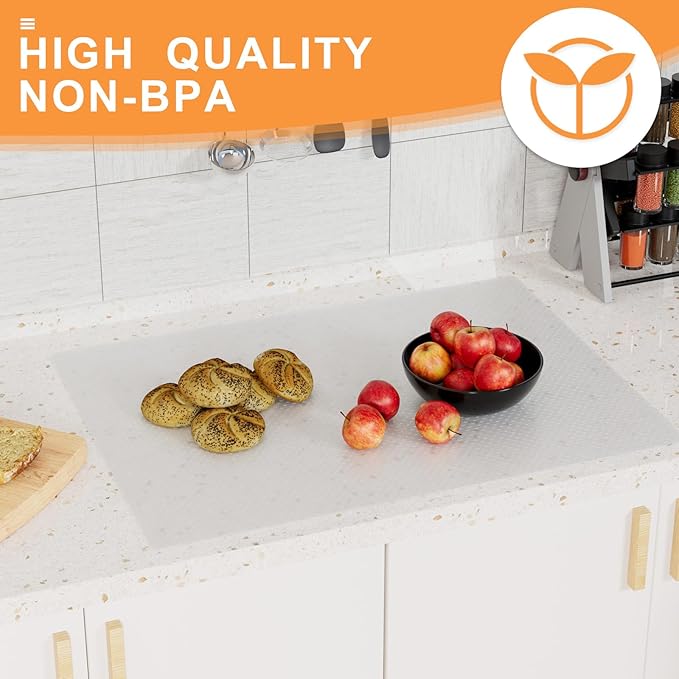Shelf Liner Clear 16-inch Wide: Waterproof Kitchen Cabinets Liners - Non-Adhesive Easy to Clean Drawer Liner for Pantry Shelves 16" x 300 in