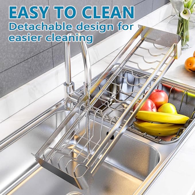 2Tier Wall Mounted Dish Drying Rack, Stainless Steel Hanging Dish Drainer with Drain Tray, Large Capacity Kitchen Storage Shelf with Utensil Cutlery Holder, for Plates Bowls & Mugs (23.6x11.8x19.7in)