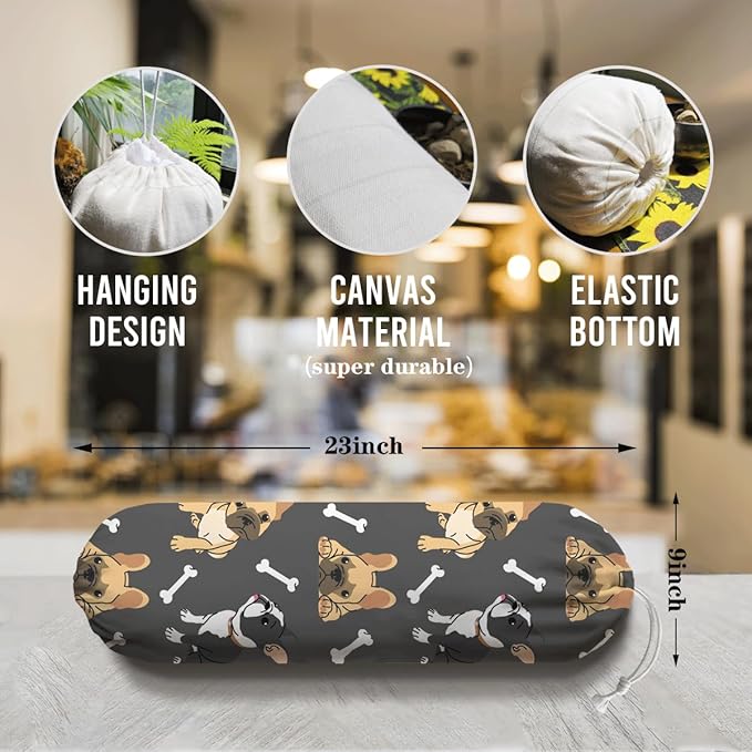 Dogs Plastic Bag Holder, Reusable Washable Shopping Bags Storage Carrier, Animal Prints Fabric Garbage Trash Bag Dispenser for Home Kitchen Pantry Cabinet, Wall Mount, Housewarming Gifts for Dog Mom