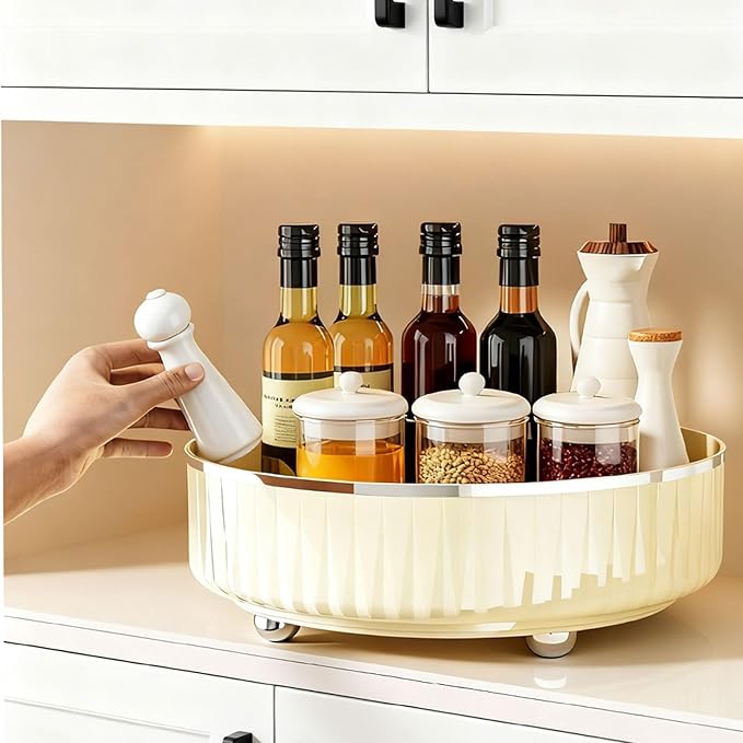 Lazy Susan Organizer,10.6in Revolving Storage Tray for Kitchen Cabinet,Refrigerator,Table Top,Pantry,Spice Seasoning Organizer,Easy to Clean