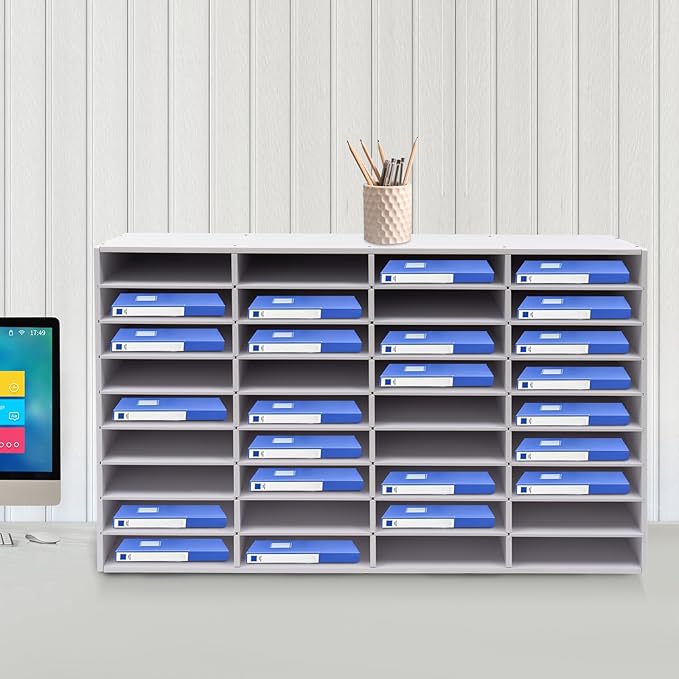 36 Compartment File Organizer - Document Storage Cabinet with Detachable Partitions, Anti-Slip Pads, for Office Home School