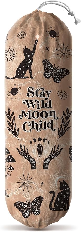 Hglian Plastic Grocery Bag Organizer,Stay Wild Moon Child Canvas Plastic Bags Holder Storage Keeper Dispenser,Cute Home Kitchen Decor