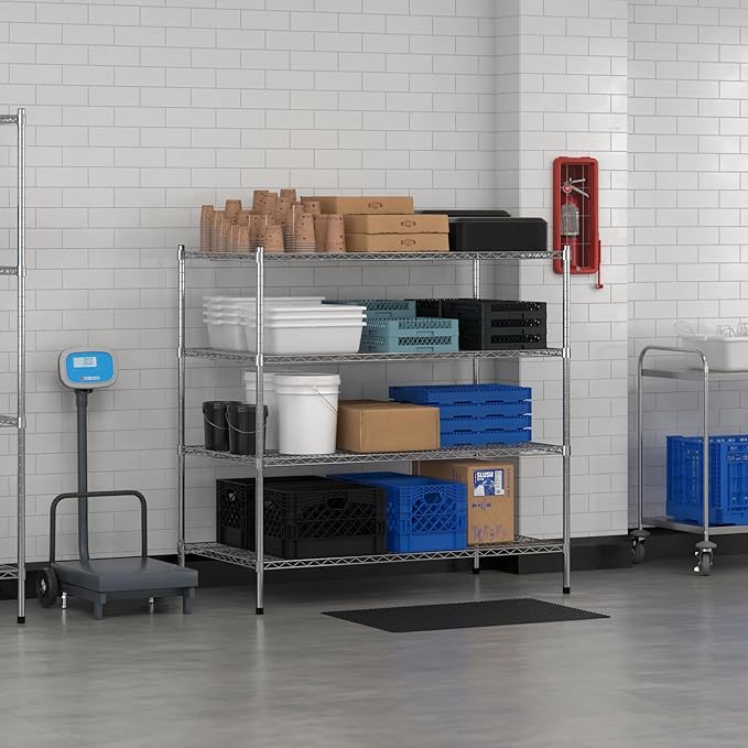Commercial NSF Listed Chrome Stationary Wire Shelving Kit 30" x 54" x 54", with 4 Shelves Perfect for Warehouse, Walk-in Refrigerator, Freezer, Grocery Store, Restaurant, Dishroom