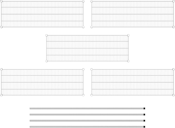 Commercial NSF Listed Chrome Stationary Wire Shelving Kit 18" x 54" x 74", with 5 Shelves Perfect for Warehouse, Walk-in Refrigerator, Freezer, Grocery Store, Restaurant, Dishroom