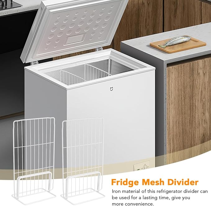 DOITOOL 2 Pcs Adjustable Freezer Divider for Deep Freezer, 12 Inch Height Wire Shelf Organizer, Metal Separator Partition Rack for Fridge Refrigerator Storage Sorting