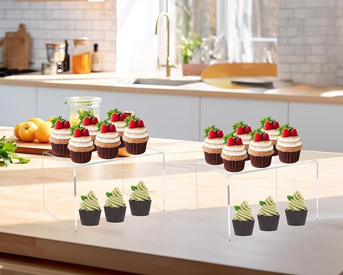 CLAY TONIC 1-Pack 9x6x6'' Large Clear 5mm Thickness Acrylic Display Risers for Kitchen Organizer and Storage,Display Food, Pantry Cabinet Shelf, Retail Display (1, 9x6x6 Inch)