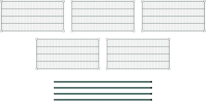 Commercial NSF Listed Green Epoxy Stationary Wire Shelving Kit 21" x 42" x 64", with 5 Shelves Perfect for Warehouse, Walk-in Refrigerator, Freezer, Grocery Store, Restaurant, Dishroom