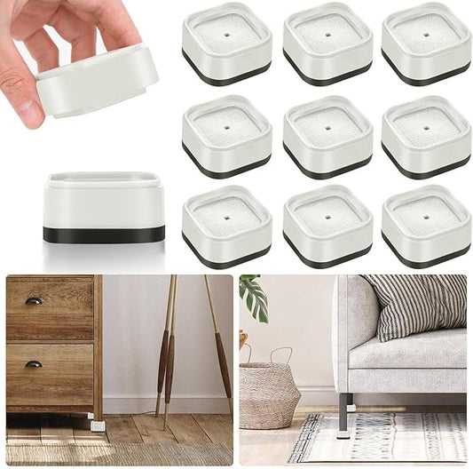 9 Pack Furniture Risers 1 Inch, Adjustable Bed Risers Heavy Duty for Table Desk Couch Chair Sofa Cabinet Bed Legs Dorm, Square Stackable Bed Raisers Blocks Lift Height 1", 2" or 3", White