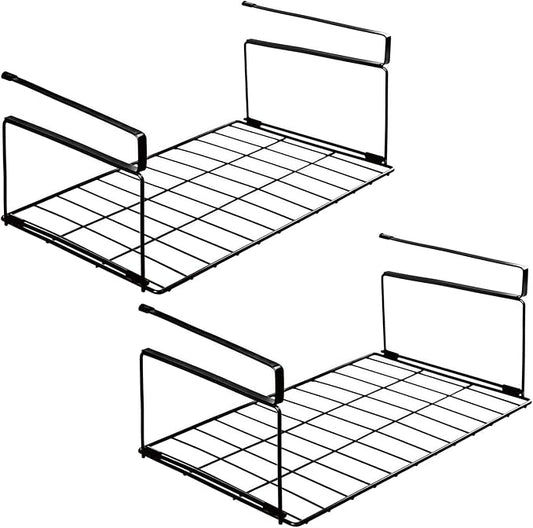 MUNEK Under Shelf Basket Storage Black 2 Pack Space-Saving with Extra Layer Lightweight & Quick to Install Non-Slip16.1"D x 8.46"W