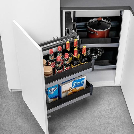 2 Tier Corner Cabinet Pull Out Organizer, 4-Shelf Blind Corner Cabinet Storage Shelf Slide Out Kitchen Cabinets Organizer for Right or Left Handed Open Kitchen Cabinet