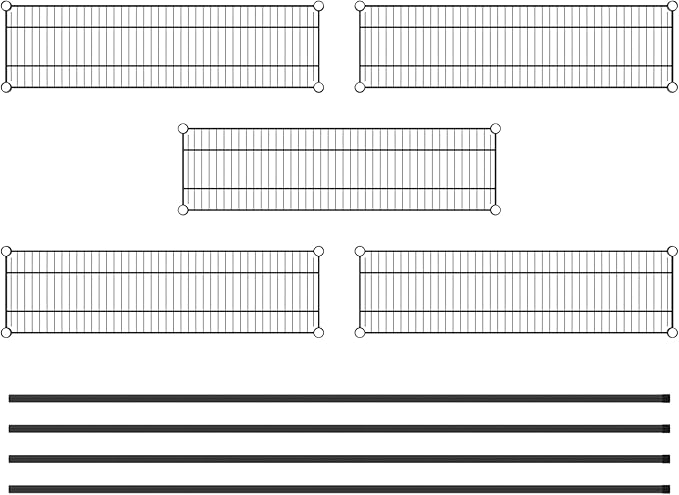 Commercial NSF Listed Black Epoxy Stationary Wire Shelving Kit 12" x 42" x 86", with 5 Shelves Perfect for Warehouse, Walk-in Refrigerator, Freezer, Grocery Store, Restaurant, Dishroom