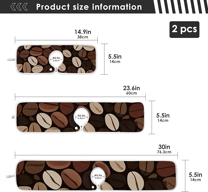 2 PCS Kitchen Sink Splash Guard 14.9 Inch Faucet Mat for Kitchen Sink Bathroom Sink Faucet Absorbing Drip Drain Mat Pad Microfiber Soft Washable Brown Coffee Beans